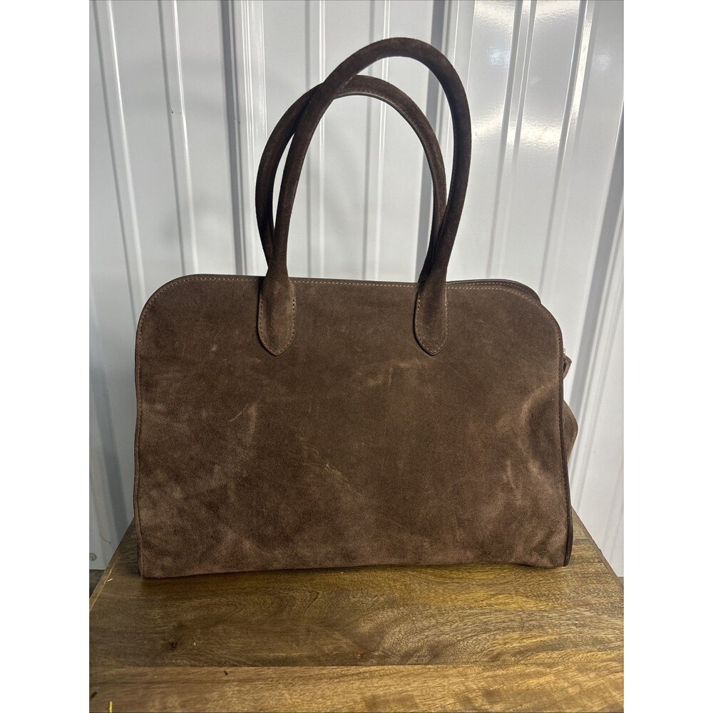 Claudia Firenze Dark Chocolate Suede Bag Tote Italian Leather-No Crossbody Strap - Picture 2 of 13
